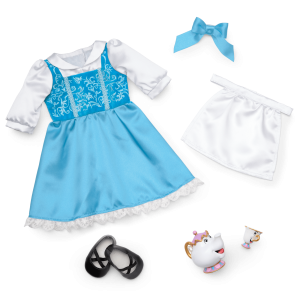 American Girl  Disney Princess Belle Blue Dress. Mrs. Potts. Chip & Accessories for 18-inch Dolls