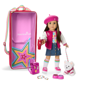 Truly Me  18-inch Doll #107. Accessories. Puppy & Doll Carrier