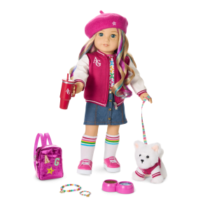 Truly Me  18-inch Doll #110. Puppy. Mini Backpack & Accessories AG  Star Squad Bundle