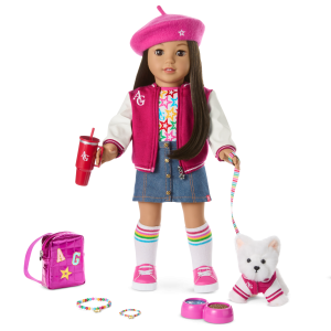 Truly Me  18-inch Doll #124. Puppy. Mini Backpack & Accessories AG  Star Squad Bundle